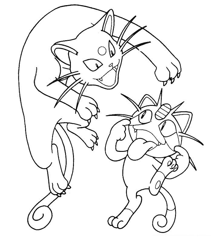 coloriage pokemon persian et miaouss